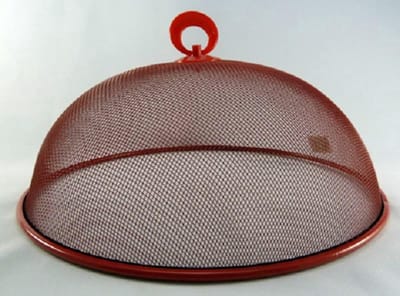 Vliegenafdekkapje van metaalgaas rond 30cm assorti kleur