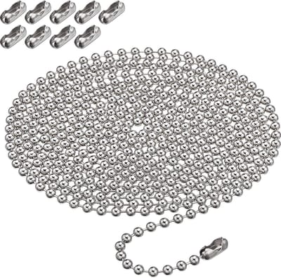 EGoods - Rolgordijnketting van 3 meter voor gordijnroede met 10 metalen kettingconnectoren - accessoires voor verduisterende en Romeinse gordijnen