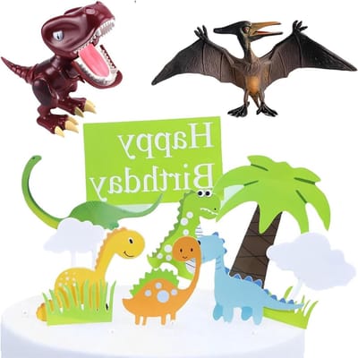 Dino cupcake toppers - 10 stuks - herbruikbaar karton - leuke feestdecoratie voor kinderfeestjes - ShopVlot