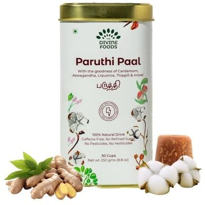 The Divine Foods Paruthi Paal Katoenzaad Latte Mix | Koudgeperst | Rijk aan antioxidanten | Ondersteunt hartgezondheid & cholesterol | 250g