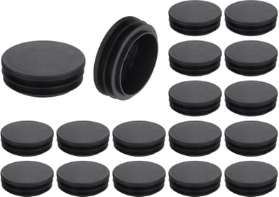 18 ronde kunststof doppen, zwarte buiseindkappen, 50 mm, inzetstuk voor meubelpoten, verschuifbare bescherming voor stoel, bank, tafel, rek