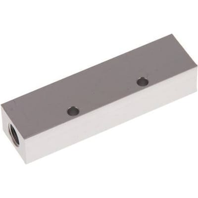 2xG 1/8'' x 4xM5 Aluminium Verdeelblok Eenzijdig 16 Bar