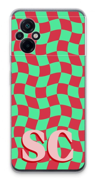 Gepersonaliseerd - Case Company® - Hoesje geschikt voor Xiaomi Poco M5 hoesje - Grid Monogram - Soft Cover Telefoonhoesje - Bescherming aan alle Kanten en Schermrand