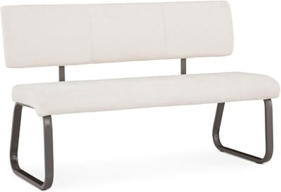 Eetbank voor 3 personen - Keukenbank met rugleuning - Gezellig tafelen - Bouclé stof - 136 cm breed - Wit