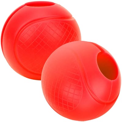 2pcs Poignées d'haltère Rondes Épaisses en Silicone Adaptateur d'haltère Boules Poignée d'haltère Enveloppe de main Boule Rouge