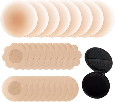 Herbruikbare en Wegwerp Nipple Covers, 4 Herbruikbare en 10 Wegwerp Nipple Pads met Opbergdoos, Onzichtbaar en Zweetbestendig