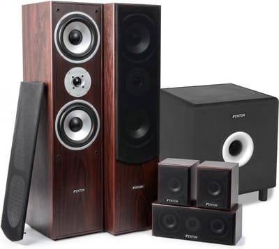 Fenton 5.1 Home Cinema Surround Walnoot Speakerset 1300W met 10 Subwoofer