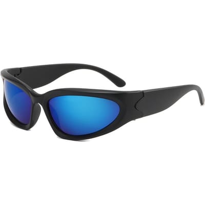Y2k Punk Wrap Around Zonnebril Dames Heren Vintage Luxe Designer UV400 Sportbril Mode Bril black