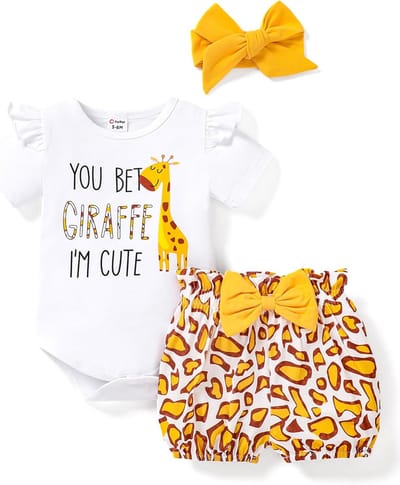 Schattige zomer set voor baby meisjes: romper, korte broek en haarband (3-delig)