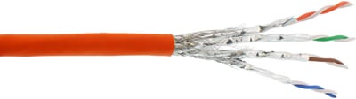 InLine® Patchk., S/FTP (PiMf), Cat.6A, 500MHz, halogeenvrij, koper, oranje, 100m