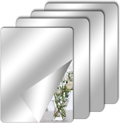 Set van 4 Zelfklevende Acryl Spiegels - 30 x 20 cm - Flexibele Spiegelstickers voor Muurdecoratie