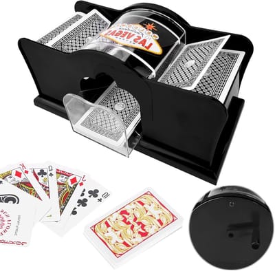 Handmatige Kaartenschudder tot 91 mm, Perfecte Shuffle voor Kinderen, Volwassenen en Ouderen, Duurzaam Plastic, Zwart, Ideaal voor Spelletjes en Feestjes