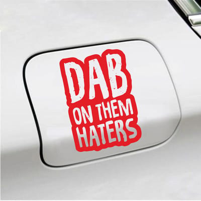 Bumpersticker - Dab On Them Haters - 10 X 14,5 - Rood