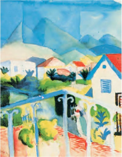 August Macke - Wit huis - Kunstposter - 60x80 cm