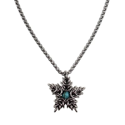 60cm x 3mm Jasseron-Ketting + Hanger Unisex - Ketting met Sterhanger van RVS en Turquoise Howlietsteen - Ontwerp door esde2