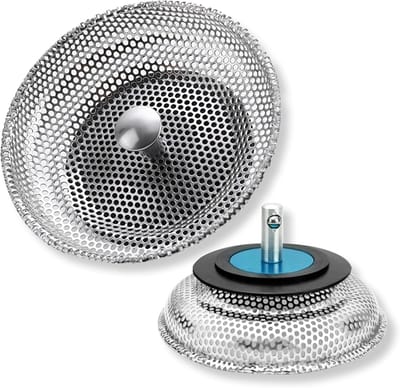 1 Stks Roestvrijstalen gootsteenzeef, Sink Zeef Aanrecht Plug 304 Roestvrijstalen, Zeefmandje gootsteen, roestvrij staal spoelbak zeef, voor Waterstroom, Vangt Haren, Etensresten (Met Ø 80 mm).