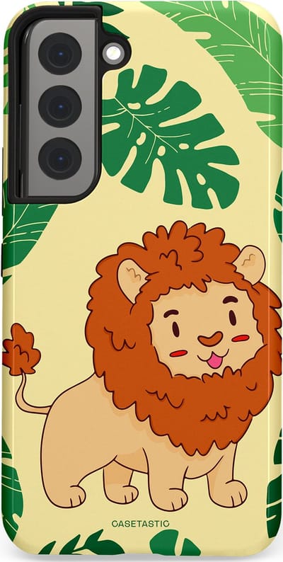 Casetastic Hoesje Geschikt voor Samsung S22 - Stijlvolle Beschermende Duo-layer Case - Jungle Leeuw Ontwerp
