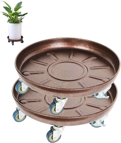 Ronde Bloempot Mover - 2 Stuks - Rolling Plant Stand met Wielen - Plant Dolly Houder