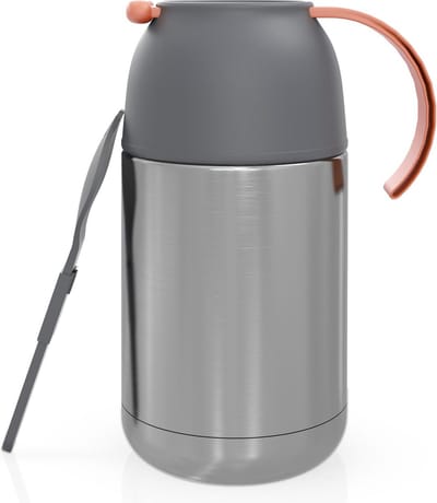 Intirilife thermocontainer met 650 ml inhoud - Voor warme en koude maaltijdsoepen lunches onderweg - Lekvrije BPA-vrije roestvrijstalen geïsoleerde container