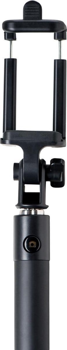 Azuri 3.5mm aux cable uitschuifbare selfiestick met geïntegreerde knop - zwart