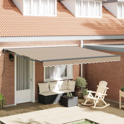 vidaXL - Zonnescherm - Frame - Beige - 400 - × - 300 - cm - Polyester - met - PU-coating