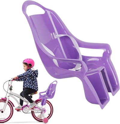 Fietsstoeltje - Kinderzitje Fiets - Rollenspel Stimuleren - Met Stickerdecoratie - Universele Maat - Paars