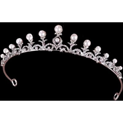 Nouveaux Bijoux de Mariée Couronne de Perles Tiare Robe de Mariée Tiare Couronne de Princesse Serre-tête Accessoires pour Cheveux gray