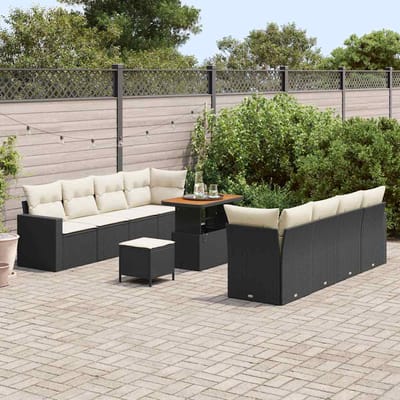 vidaXL - Tuinbank - Set - 12 - st - 12-Aantal - zitplaatsen - Zwart - en - Crème