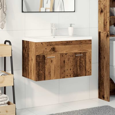 vidaXL - Wastafelkast - met - ingebouwde - wasbak - en - kraan - oud - houtkleurig