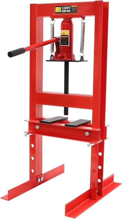 Werkplaatspers Hydraulisch - H-frame Pers - Onderdelen Monteren - In Hoogte Verstelbaar - 6 Ton - Zwart