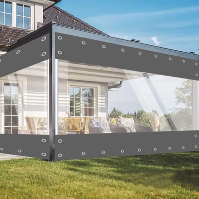 Transparant Zeil - Waterdicht Afdekzeil - Buiten Beschermen - Versterkt PVC - 2.4m x 2.4m - Grijs