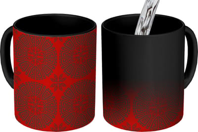 Magische Mok - Foto op Warmte Mokken - Koffiemok - Chinees - Patronen - Rood - Magic Mok - Beker - 350 ML - Theemok