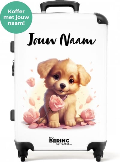 NoBoringSuitcases.com® - Kinderkoffer trolley puppy - Reiskoffer voor kinderen - Dieren kindertrolley groot lichtgewicht - Koffer met wielen - 20 kg bagage