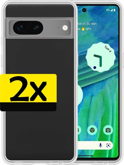 Hoesje - 2 Stuks - Geschikt voor Google Pixel 7 - Sterk & Shockproof - Case Siliconen - Back Cover - Telefoon Hoes - Telefoonhoesjes - Transparant