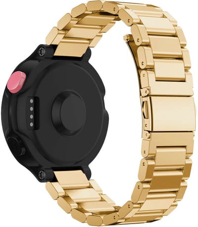 Metalen schakel bandje geschikt voor Garmin Forerunner 735xt / 235 / 230 / 220 / 630 / 620 - Horlogeband staal - Polsband RVS - Goud