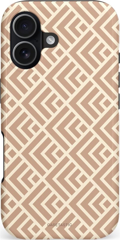 Casetastic hoesje geschikt voor Apple iPhone 17 - MagSafe - Dubbellaagse bescherming - Abstract Zand Kunst - Fashion Case - Crème Perzik