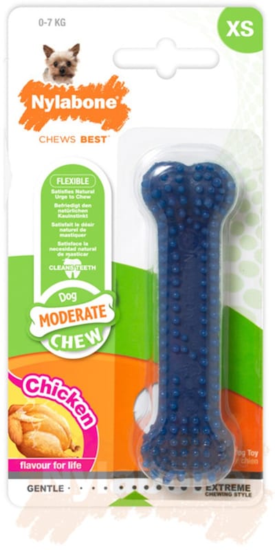 Nylabone Moderate kauwbot met Kipsmaak - Voor een Gezond Gebit van je Hond - X-small