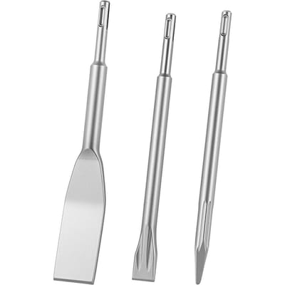 Jeu de burins SDS Plus, 3 pièces Accessoires pour perforateur burineur SDS Plus, Comprend un burin pointu, plat et coudé, Acier allié 40Cr traité thermiquement,