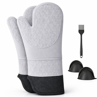 Philorn Siliconen Ovenwanten - Ovenhandschoenen - Pannenhandschoenen - Hittebestendig tot 230 °C - Ovenhandschoenenset - Grijs