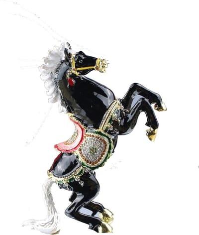Beeldje Sieraden Doosje - Decoratieve Opberger - Sieraden Opbergen - Gedetailleerd Emaille Werk - 7.5 x 3.1 Inch - Zwart