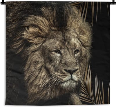 Wandkleed - Leeuw - Varen - Goud - 120x120 cm - Wandtapijt