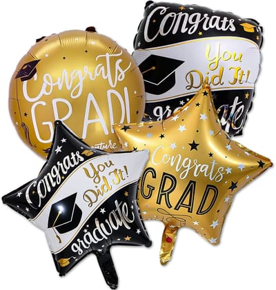 BTH - Ballon - Geslaagd Versiering - Ballonnen - Graduation Ballonnen - Folie - You Did It! - Goud - Zwart - 4 Stuks
