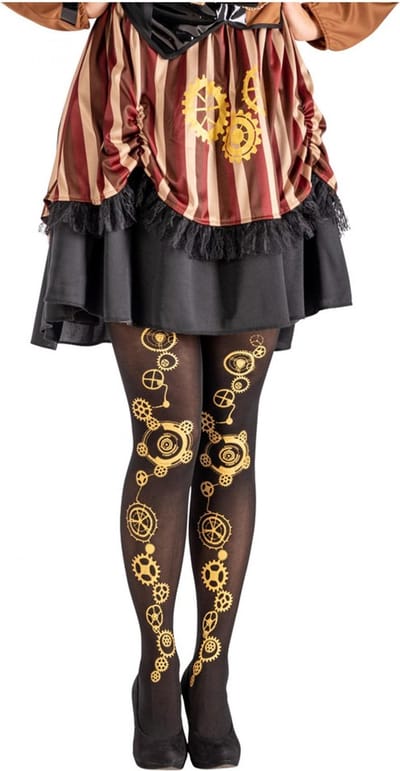 Carnival Toys Verkleedpanty Steampunk Dames Nylon Zwart/goud
