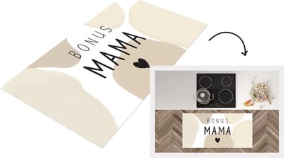 Keukenloper - Loper keuken - Spreuken - Quotes Bonus mama - Moeder cadeautje - Moederdag - Mama - 120x60 cm - Keukenloper vinyl