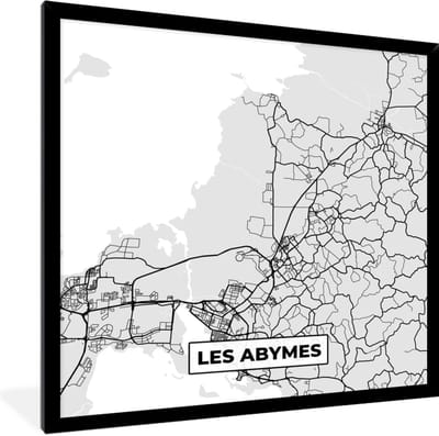 Fotolijst incl. Poster - Les Abymes - Plattegrond - Frankrijk - Kaart - Stadskaart - 40x40 cm - Posterlijst
