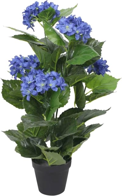 Kunstplant Hydrangea - Decoratieve Plant - Woonkamer Decoratie - Realistisch Uiterlijk - 60 cm Hoog - Blauw
