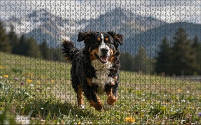 Puzzel Berner Sennen in de bergen | 1000 stukjes | Dierenpuzzel | Hondenpuzzel
