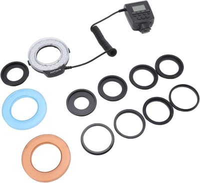 Macro Flitser met LCD Display en Aanpasbare Ring Diffuser voor DSLR Camera's - Perfect voor Natuurfotografie, Close-up Fotografie en Professionele Verlichting