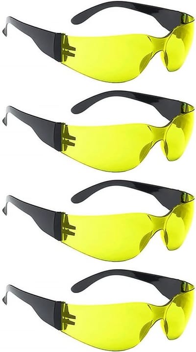 4-pack anticondens veiligheidsbrillen voor op het werk, krasbestendige coating, sterk en beschermend gehard glas, perfect passende oogbescherming - Geel
