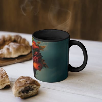 Magische Mok - Foto op Warmte Mokken - Koffiemok - Vrouw - Granaatappel - Herfst - Zonnebril - Magic Mok - Beker - 350 ML - Theemok